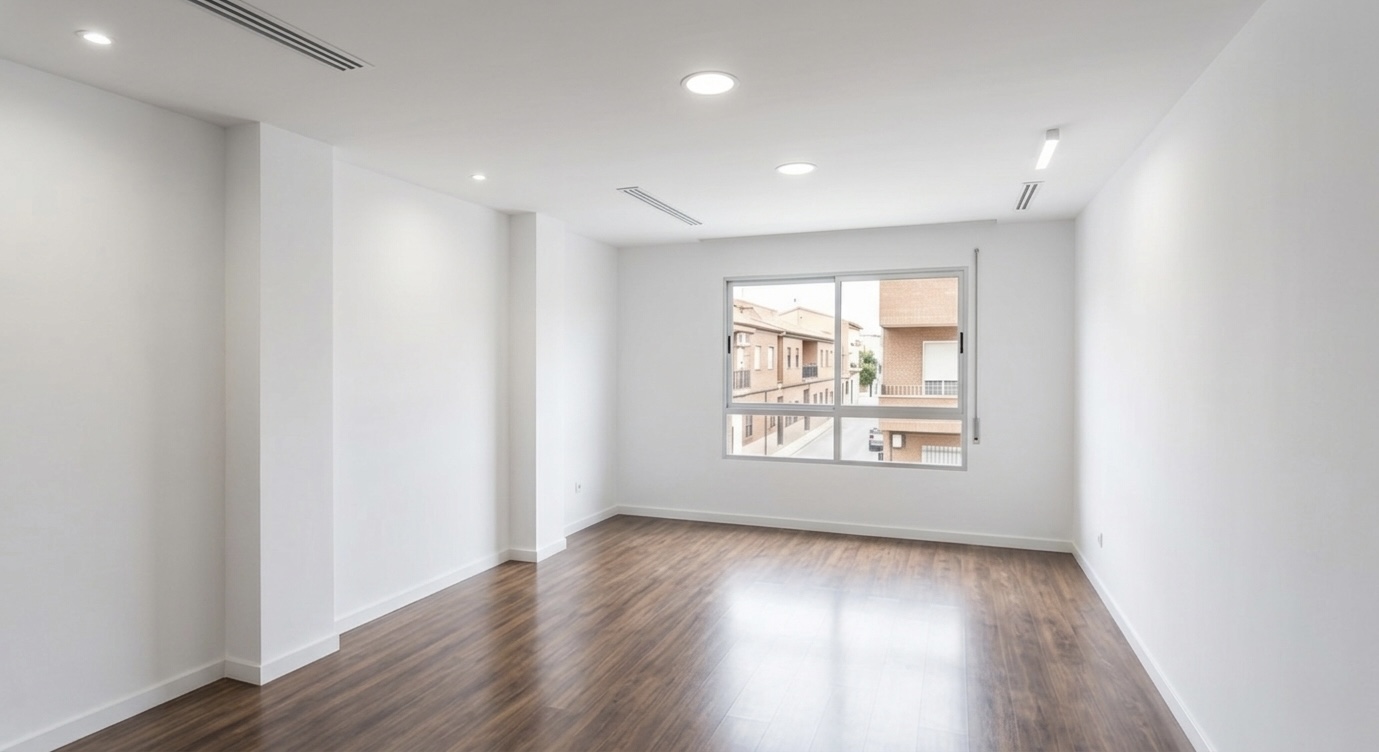 Salón restaurado a liso fino — después