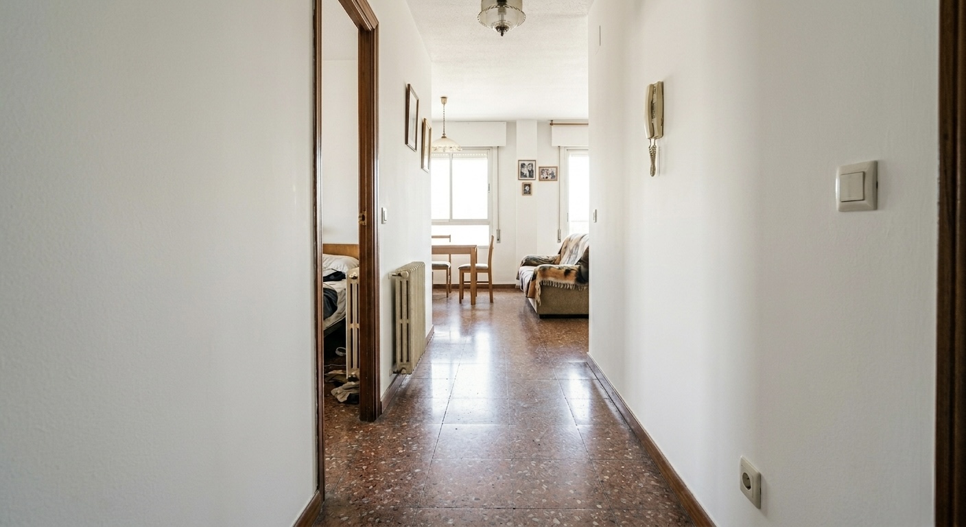 Dormitorio con estuco veneciano terracota — después
