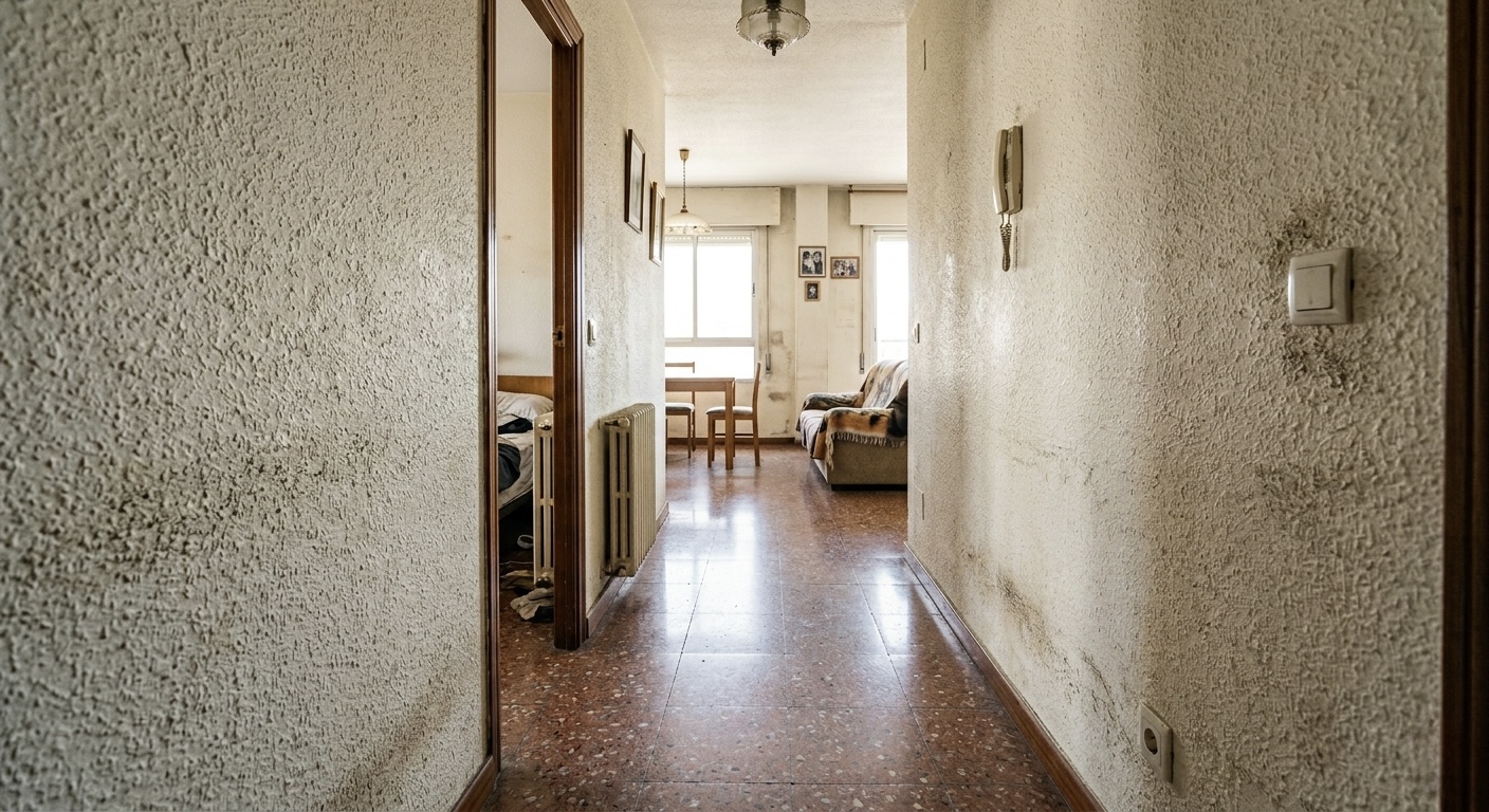 Dormitorio con estuco veneciano terracota — antes